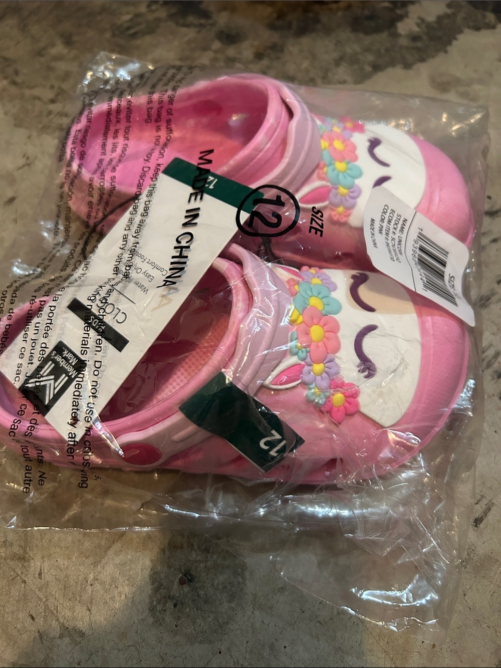Pink Unicorn Kids Clogs with Floral Charm - Picture 4 of 4
